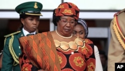 FILE - Malawi's former president Joyce Banda attends a seminar on security in Abuja, Nigeria.