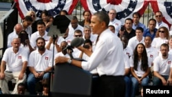 奥巴马总统10月3日在华盛顿附近的马州洛城发表讲话