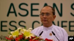 FILE - Myanmar President Thein Sein delivers statement concluding the Association of Southeast Asian Nations leaders Summit in Naypyitaw, Myanmar.