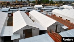 An aerial view shows a new Ebola treatment center that opened in Liberia's capital Monrovia, Oct. 31, 2014.