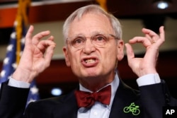 FILE - Rep. Earl Blumenauer, D-Ore., speaks during a news conference, Feb. 8, 2018, on Capitol Hill in Washington.