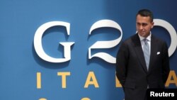 Menlu Italia Luigi Di Maio saat menghadiri KTT G20 di Matera, 29 Juni 2021. (REUTERS/Yara Nardi)