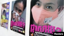 Posters aimed at raising awareness about bird flu are displayed at the Ministry of Health in Phnom Penh, April 6, 2006. 