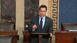 In this image from video, Sen. Josh Hawley, R-Mo., speaks on the Senate floor at the U.S. Capitol in Washington, Feb. 5, 2020.