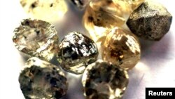 FILE PHOTO: Rough diamonds are displayed at the Botswana Diamond Valuing Company in Gaborone