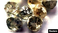 FILE - Rough diamonds are displayed at the Botswana Diamond Valuing Company in Gaborone, Botswana. REUTERS/Juda Ngwenya/File Photo