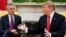 U.S. President Donald Trump speaks while meeting with NATO Secretary General Jens Stoltenberg in the Oval Office at the White House in Washington, April 2, 2019.