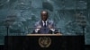 Le ministre des Affaires étrangères du Bénin, Olushegun Adjadi Bakari, s'exprime lors de la 79e session de l'Assemblée générale des Nations Unies à New York, le 28 septembre 2024. AFP / Leonardo Munoz