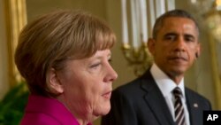 Tổng thống Hòa Kỳ Barack Obama và Thủ tướng Đức Angela Merkel họp báo chung tại Tòa Bạch Ốc, 9/2/15