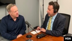 Former White House Press Secretary Sean Spicer is being interviewed by VOA White House bureau chief Steve Herman, in Arlington, Virginia, June 17, 2019.