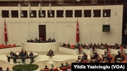Turkey's newly appointed prime minister, Binali Yildirim speaking at the Turkish Parliament in Ankara, May 24, 2016