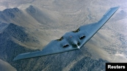 FILE - A B-2 stealth bomber shown in undated file photo. B-2 bombers carried out airstrikes in Yemen Wednesday.