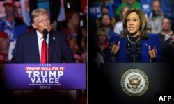 Kandidat presiden dari Partai Republik, Donald Trump, dan kandidat dari Partai Demokrat, Kamala Harris. (Foto: AFP)