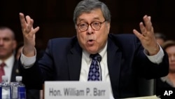 Attorney General nominee William Barr testifies before the Senate Judiciary Committee on Capitol Hill in Washington, Jan. 15, 2019. 