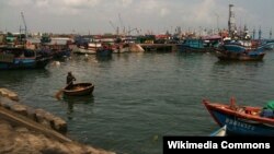 Tàu thuyền đánh bắt cá của ngư dân Việt Nam trong cảng Quy Nhơn