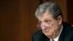FILE - In this June 18, 2018, file photo, Sen. John Kennedy, R-La., listens during a hearing on Capitol Hill in Washington. Kennedy, who just returned from a congressional trip to Russia warned against trusting President Vladimir Putin.