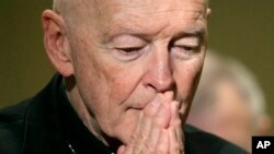 FILE - Cardinal Theodore McCarrick prays during the United States Conference of Catholic Bishops' annual fall assembly in Baltimore, MD.
