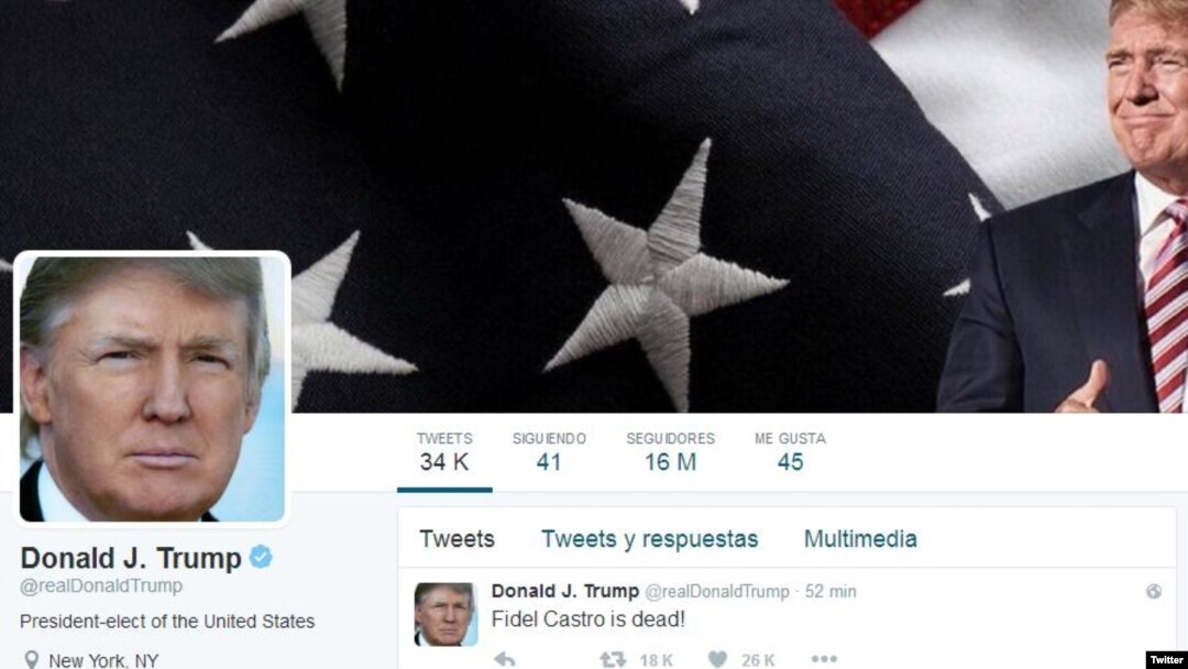 Halaman Twitter Donald Trump.