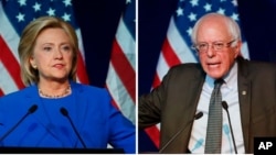 Leading Democratic presidential candidates Hillary Clinton, left, and Bernie Sanders.