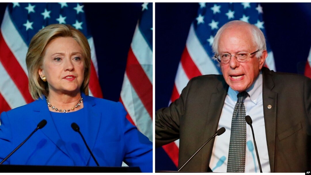 Bakal calon Presiden partai Demokrat, Hillary Clinton (kiri) dan Bernie Sanders bersaing ketat dalam survei terbaru di Iowa (foto: dok).