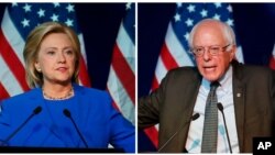 Bakal calon Presiden partai Demokrat, Hillary Clinton (kiri) dan Bernie Sanders bersaing ketat dalam survei terbaru di Iowa (foto: dok).