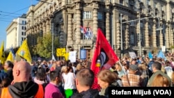 Protest prosvetnih radnika ispred Vlade Srbije, u Beogradu, 1. novembra 2024.