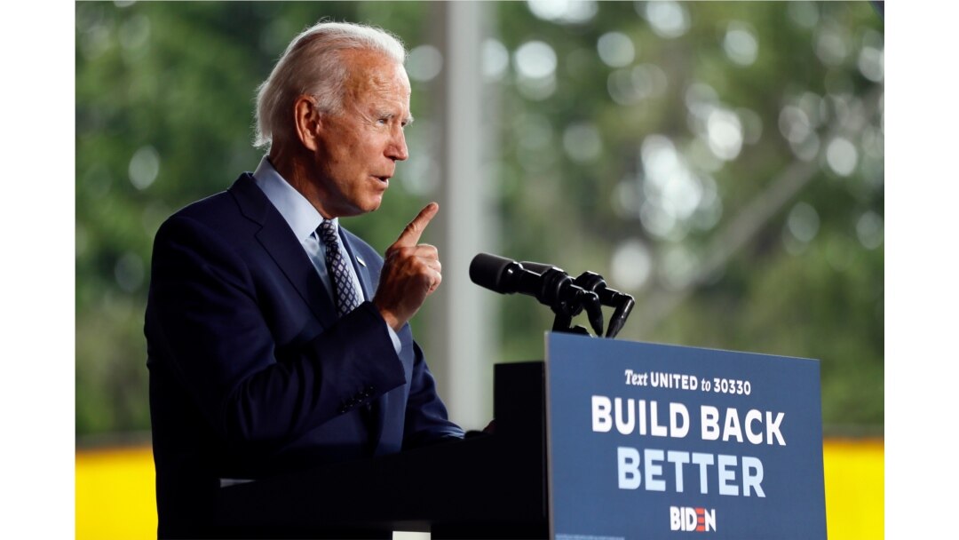 Democratic presidential candidate former Vice President Joe Biden speaks at McGregor Industries in Dunmore, Pa., July 9, 2020.