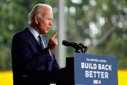 Democratic presidential candidate former Vice President Joe Biden speaks at McGregor Industries in Dunmore, Pa., July 9, 2020.