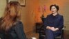 Former First Lady Laura Bush speaking with VOA's Shaista Sadat