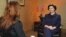 Former First Lady Laura Bush speaking with VOA's Shaista Sadat