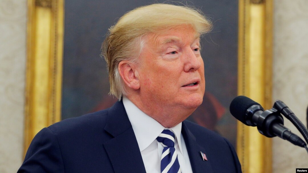 Presiden Amerika Serikat Donald Trump di Gedung Putih, Washington D.C., 30 Juli 2018. 