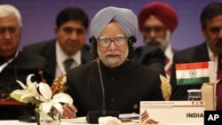 Indian Prime Minister Manmohan Singh speaks at the plenary session of Association of Southeast Asian Nations (ASEAN) India commemorative summit, in New Delhi, India, Dec. 20, 2012.