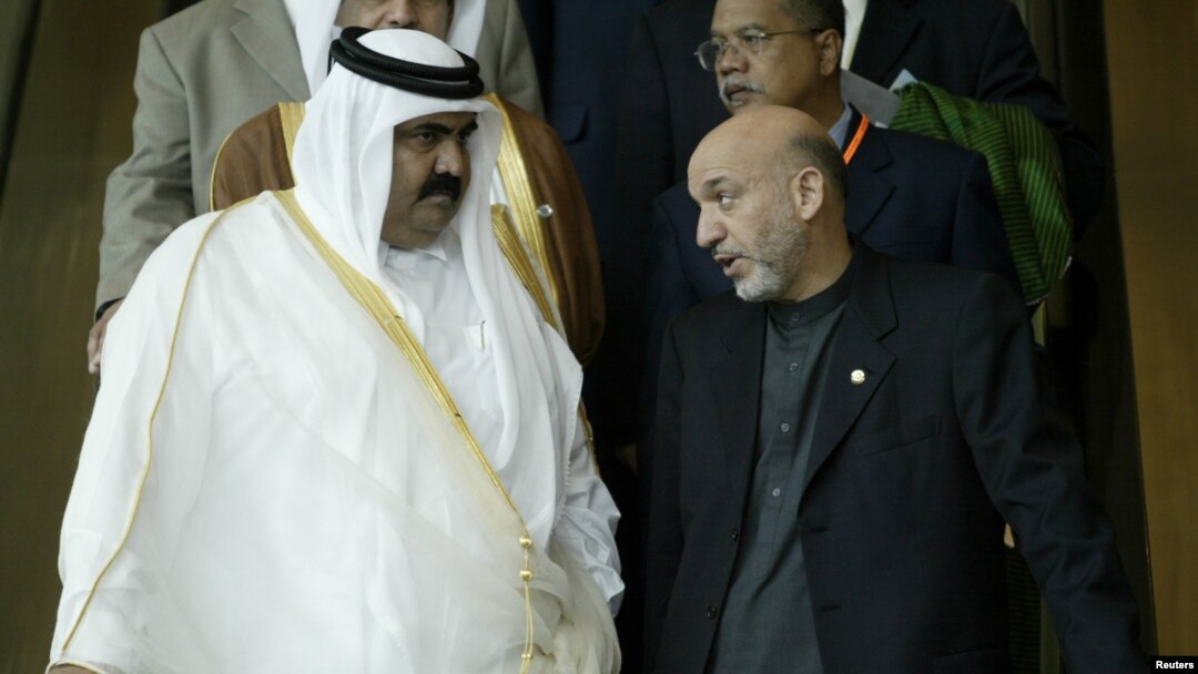Afg'oniston prezidenti Hamid Karzay va Qatar amiri Shayx Hamad bin Xalifa al-Taniy
