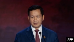 FILE - Cambodia's Prime Minister Hun Manet speaks during the ASEAN Business and Investment Summit ahead of the Association of Southeast Asian Nations Summit in Jakarta on Sept. 4, 2023.