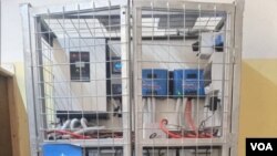 A photo of the controller which is the battery bank where the power is stored at the Hanaano hospital, in the central town of Dhusamareb, Somalia on Jan. 20, 2022. (Abdiwahid Moalin Isak/VOA)