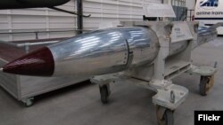 A B61 nuclear bomb is on display at the Pima Air & Space Museum in Tucson, Arizona. (Flickr user Dave Bezaire)