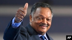 FILE - Rev. Jesse Jackson speaks during the third day of the Democratic National Convention in Philadelphia, July 27, 2016. 