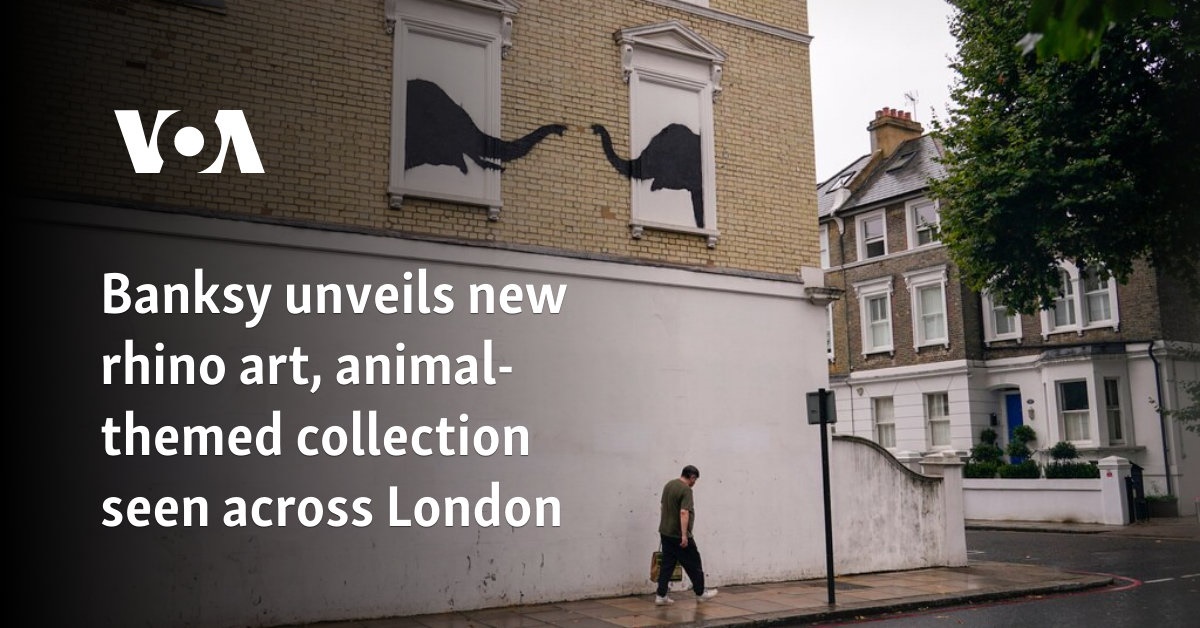 Banksy unveils new rhino art, animal-themed collection seen across London