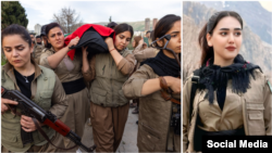 غزال مولان (برخی وبسایت‌ها نام او را غزل نوشته‌اند) - مراسم تشییع او (سمت چپ)