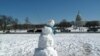华盛顿国会山前的雪人