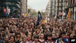 'Yan Kataloniya masu zanga zangar neman ballewa daga Spain.