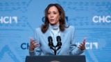 Calon presiden dari Partai Demokrat, Wakil Presiden Kamala Harris, berpidato di Congressional Hispanic Caucus Institute (CHCI) Leadership Conference, di Gedung Ronald Reagan di Washington, Rabu, 18 September 2024. (Foto: AP)