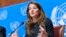 FILE - Melinda Gates, co-chair of the Bill & Melinda Gates Foundation, speaks during a press conference on the sidelines of the World Health Assembly, on May 20, 2014, in Geneva.