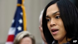 Marilyn Mosby, Baltimore state's attorney, speaks during a media availability in Baltimore, Maryland, May 1, 2015.
