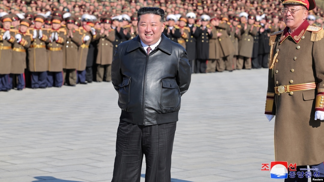 North Korean leader Kim Jong Un visits the Ministry of National Defense on the day the Korean People's Army was founded, in Pyongyang, North Korea, Feb. 8, 2025, in this photo released by North Korea's official Korean Central News Agency. (KCNA via Reuters)