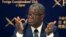 Dr. Denis Mukwege, prix Nobel ya kimya na 2018 mpo na kobongisa basi babebisa na makasi, awa na Tokyo, Japon, 3 octobre 2019.