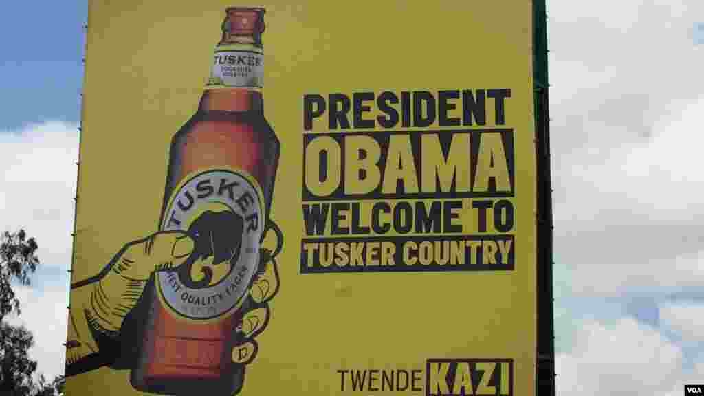 Uma companhia cervejeira dá boas-vindas ao Presidente Obama. &nbsp;