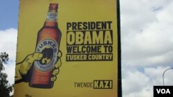 Tangazo la biashara likimkartibisha Rais Obama nchini Kenya.