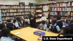 The U.S. Embassy in Yaounde welcomed students from the International Marketing and Regional Integration programs of the International Relations Institute of Cameroon, or IRIC, to the James Baldwin Information Resource Center, or IRC, to acquaint themselves with the functioning of the center, and to have access to relevant resources for their academic research work.