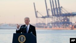 조 바이든 미국 대통령이 10일 매릴랜드 볼티모어 항에서 연설했다.